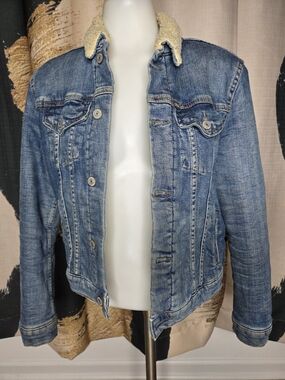 Polo by Ralph Lauren Blue Denim Jacket with Cream Sherpa Collar
